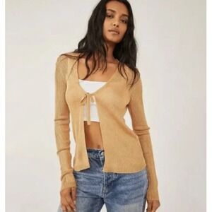 Free‎ People Marlena Cardigan Velvet Sands Tie Front Lightweight Medium